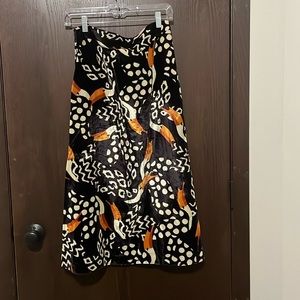 Farm Rio Black Velvet A-Line Midi Skirt ✨ Size Medium